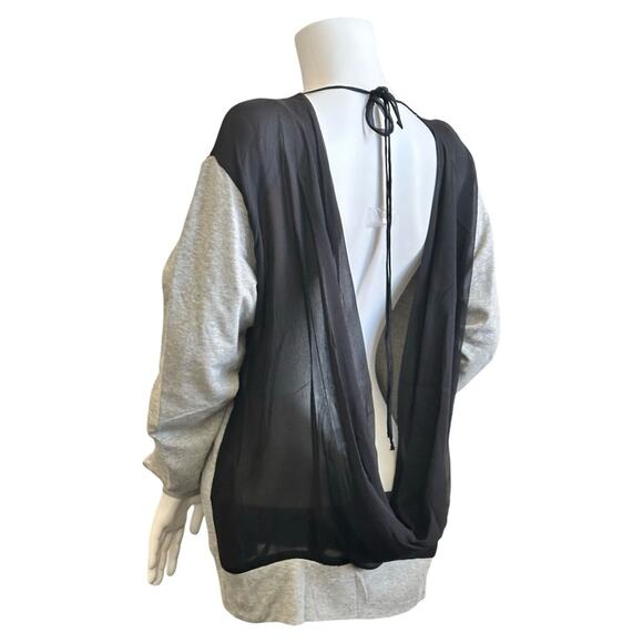 #T48 Sky Sheer Cowl Back Light Weight Sweatshirt SZ L $110 - Picture 5 of 10